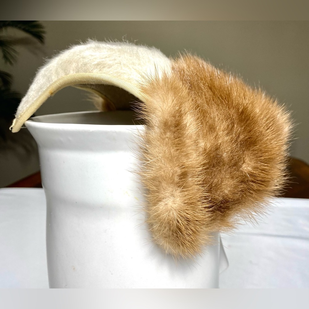 HAT Christine Original 1950s Mink Hat Vintage Headband Style Light brown Mink - Picture 1 of 12
